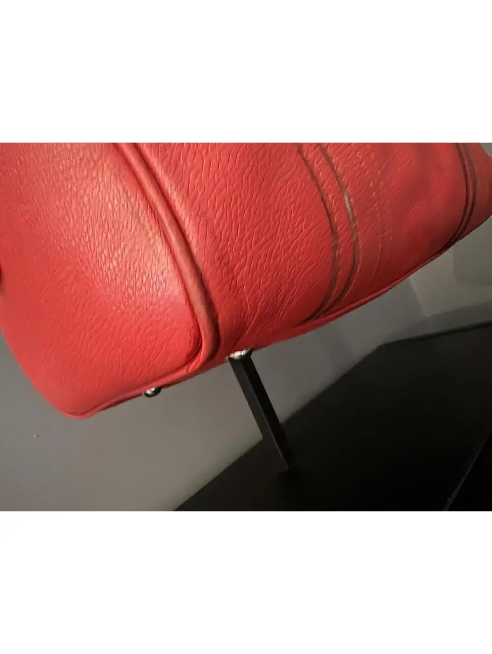 MCM Studded Pebbled Leather Satchel Boston Bag - Coral Red